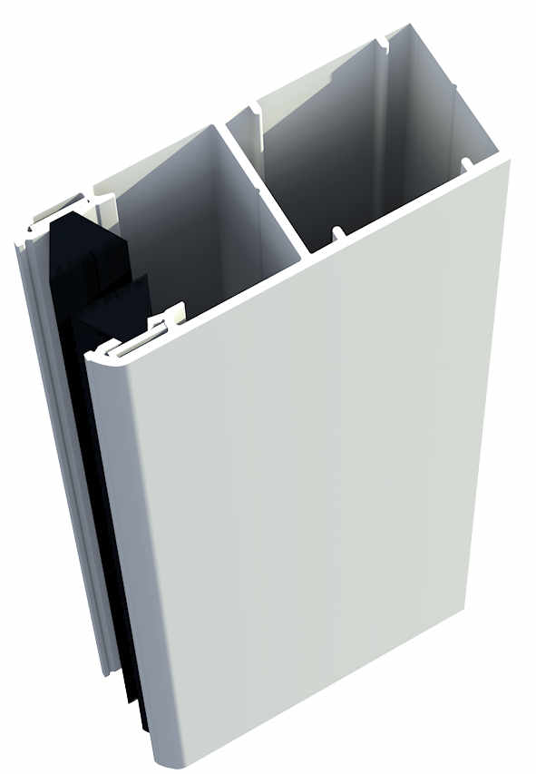 Coulisse blanche de volet roulant de section 53 par 22 mm
